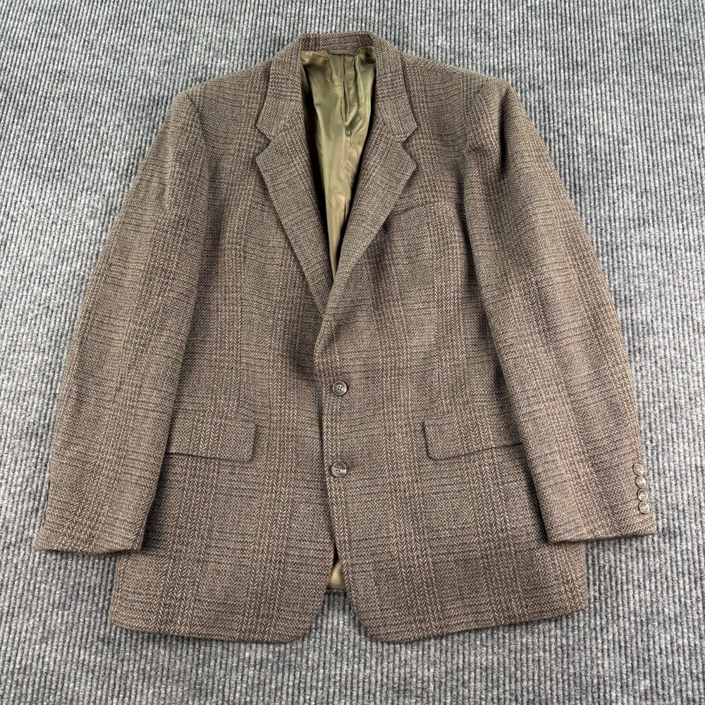 Christian Dior Monsieur Blazer Men 44R Brown Herringbone Wool Tweed Sport Coat